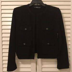Zara black heavy knit fabric short jacket